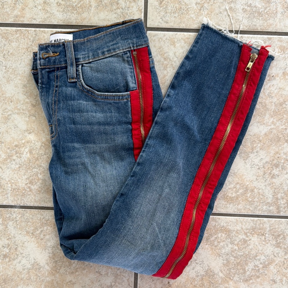 Women's Denim Jeans with Red Stripe